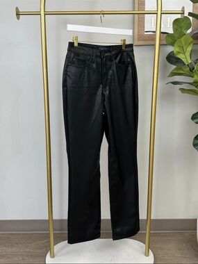 Judy Blue Black Faux Leather Straight Leg Jeans